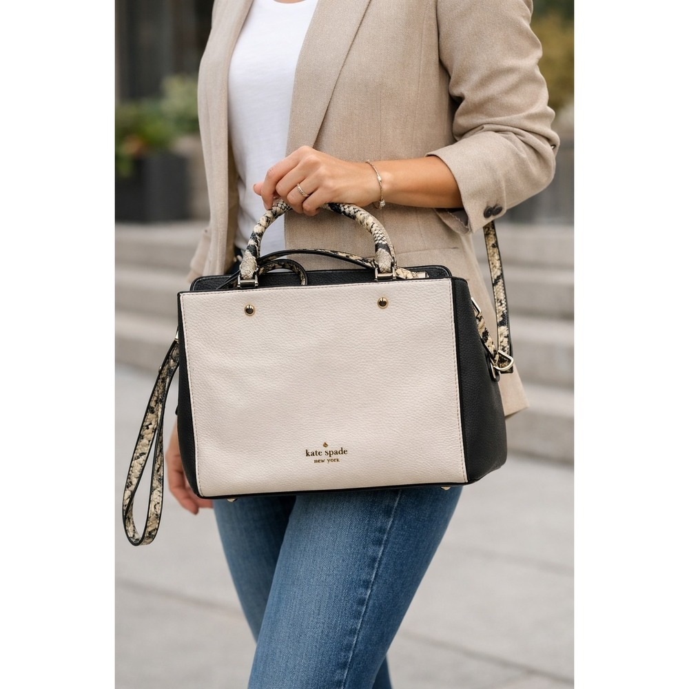 Kate‎ Spade Leila Medium Triple Compartment Satchel Bag Pebbled Crossbody